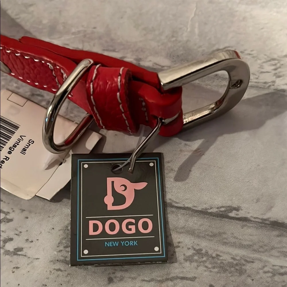 Vintage Red DOGO designs studded dog collar small new with tag NY